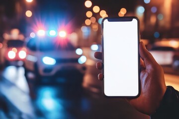 Emergency phone mockup with ambulance lights