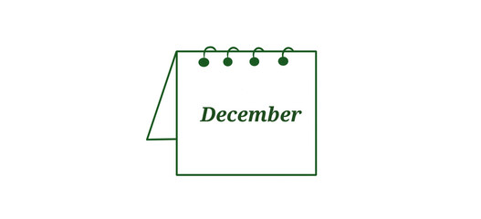  A green outline icon of a desk calendar displaying "December".
