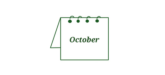  A green outline icon of a desk calendar displaying "October".