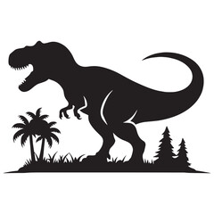 Tyrannosaurus silhouette with dominant pose – Tyrannosaurus illustration – Minimalist Tyrannosaurus vector – Dinosaur silhouette

