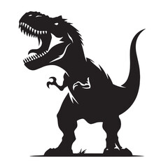 Towering Tyrannosaurus silhouette in primal stance – Tyrannosaurus illustration – Minimalist Tyrannosaurus vector – Dinosaur silhouette

