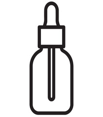 Simple Black and White Icon of Medical Dropper or Pipette