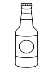 Minimalist Black Line Art Illustration of Glass Beer Bottle