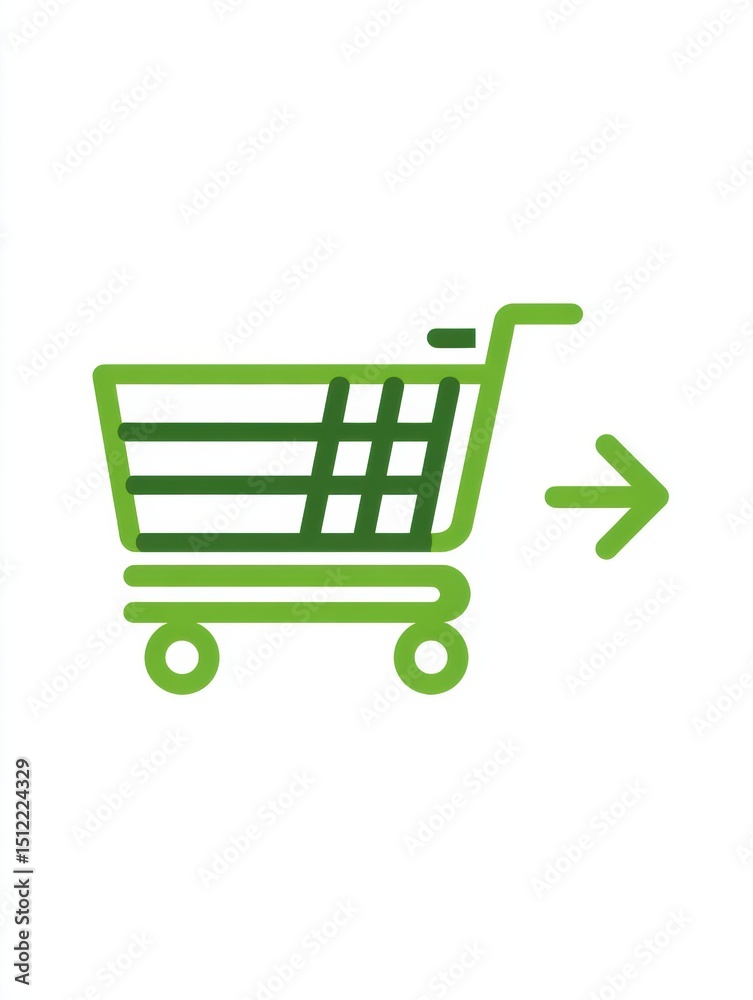 Aufkleber grocery cart transforms into smart delivery icon highlighting modern conveniences in retail shopping
