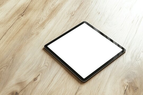 Premium Quality Visual of Blank Digital Tablet on a Light Wood Table - Powered by Adobe