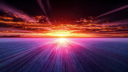 Abstract space warp into glowing fiery sunrise sky
- Powered by Adobe