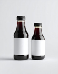 A clean and professional mockup sauce bottle packaging