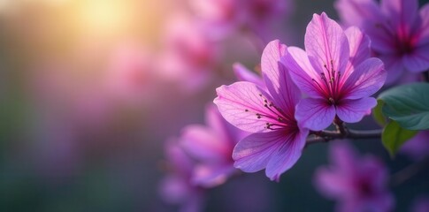 Vibrant purple jacaranda blossoms, soft focus background , beautiful, landscape