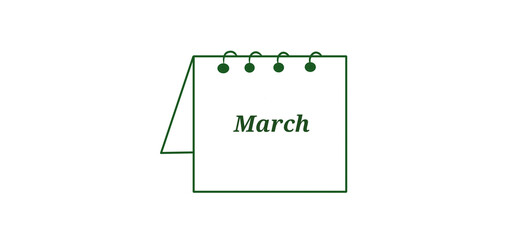  A green outline icon of a desk calendar displaying 