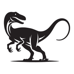 Fierce Velociraptor silhouette in motion – Velociraptor illustration – Minimalist Velociraptor vector – Dinosaur silhouette

