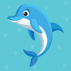 Cute and funny dolphin. Baby Dolphin standing. Vector illustration dolphin character design with flat color. Can be used for design of t-shirts, posters and Baby Shower party and characters.