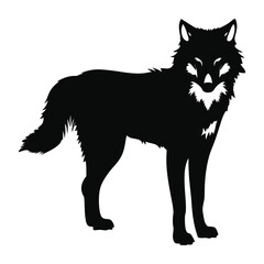 Obraz premium Wolf Silhouette Vector – Wild Animal Line Art