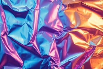 Dynamic foil texture with vibrant rumpled folds