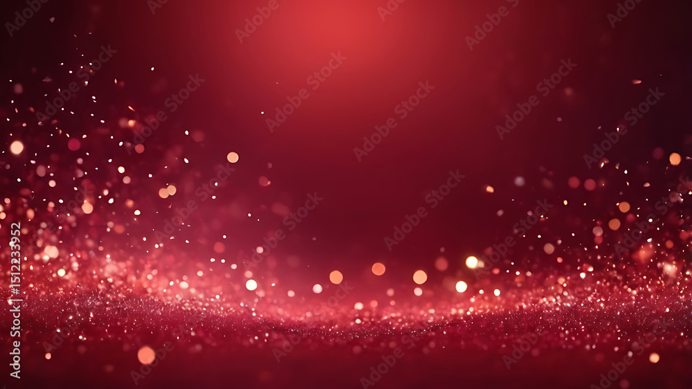Wall mural glittering red abstract background with bokeh light effects, modern design, elegant pattern, texture