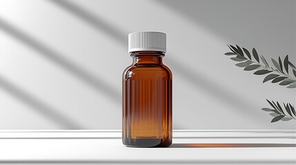 Pharmaceutical glass bottle with liquid medicine high resolution picture