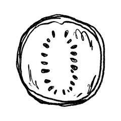 Doodle elements of fruit and vegetable, specifically a Watermelon