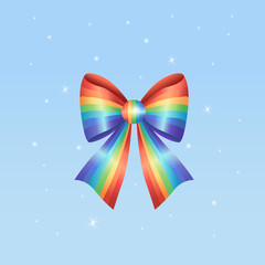 Rainbow Gift Bow on Sparkling Background