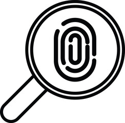 fingerprint evidence icon with outline style, magnifying glass fingerprint icon, vector illustration design