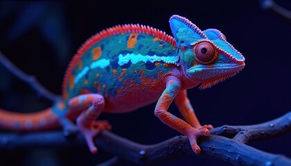 Colorful Chameleon on Branch