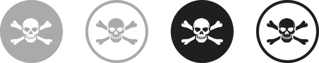 Crossbones and skull death flat vector icon for apps and games