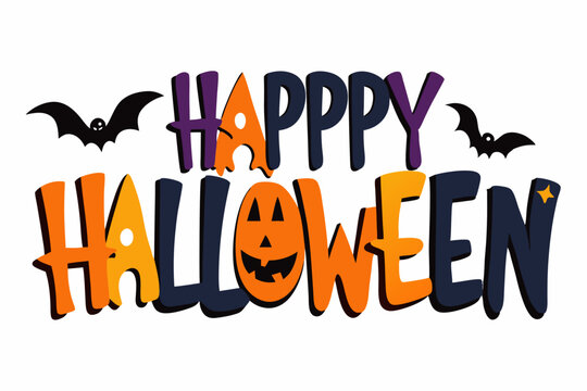 happy halloween lettering on whte background