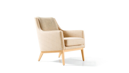 comfortable armchair, minimalist design, wooden frame, upholstered seat and backrest, neutral color palette, clean lines, modern style, cozy living room furniture, inviting lounge chair, 8K
