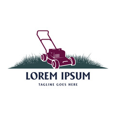Simple Minimalist Lawn Mower or Cutter Grass for Machine Product or Home Service Logo Design