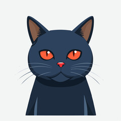 Fototapeta premium Black Cat with Red Eyes – Halloween Icon Vector
