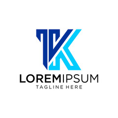 letter at monogram TK style line art modern logo	