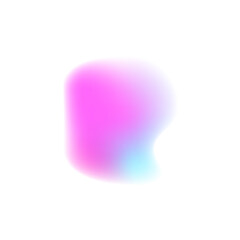 Gradient aura, grain neon blob with noise effect PNG illustration. Abstract color watercolor blur mesh shape on white background. 