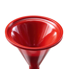 Vivid Red Funnel: A close-up shot showcases a pristine, vibrant red funnel, highlighting its conical form and smooth, glossy surface.