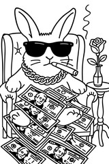 Rich Style Bunny Animal Doodle