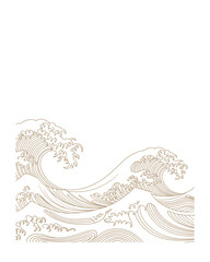Elegant line art of ocean waves japanese style background