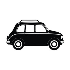 Silhouette of Classic Car with Roof Rack on White Background