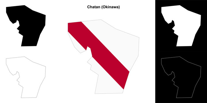 Chatan (Okinawa) outline map set