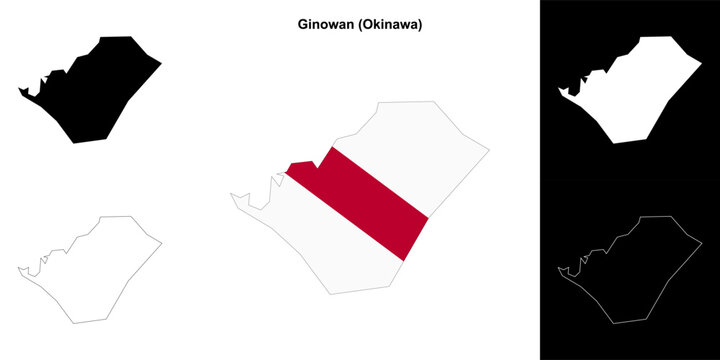 Ginowan (Okinawa) outline map set