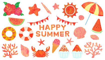 夏の素材セット 赤色 ベクター素材 © shiori