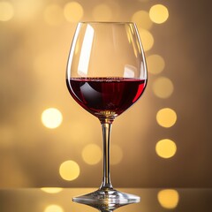 National Wine Day wine glass elegance celebrating Elegant wine glass filled with red wine against a soft, golden bokeh background.