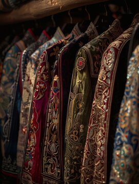 Ethnic costume display in the wardrobe