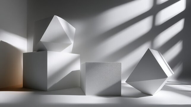 Fototapeta Three-dimensional geometric shapes with beautiful lighting and shadows