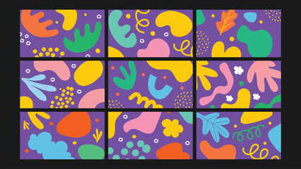 Retro Bright Abstract Design Background Set