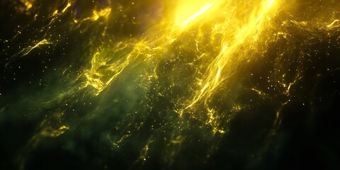 Ethereal golden nebula revealing cosmic wonders a celestial dance of light and darkness with glowing particles