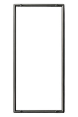 Sleek, rectangular frame with a dark finish