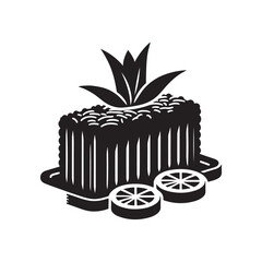 National Lamington Day Silhouette Vector Illustration, Solid White Background.