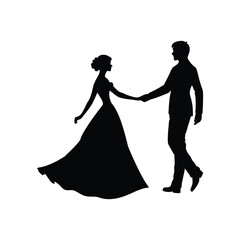 silhouette of a couple holding hand