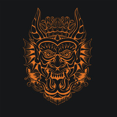 Baliness Barong Vector illustration for T-shirt Design