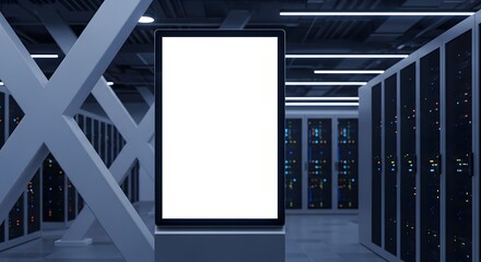 Empty digital display in server room