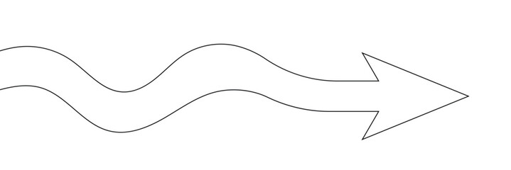Arrow path in one continuous line drawing . Concept of long right way up in simple linear style. Growing wisdom in editable stroke. Doodle vector illustration.
