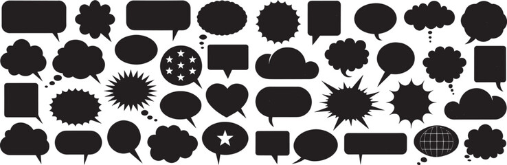 Collage of Speech and Thought Bubble Silhouettes

