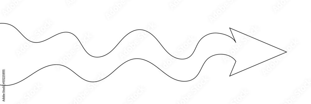 Aufkleber arrow path in one continuous line drawing . concept of long right way up in simple linear style. gro